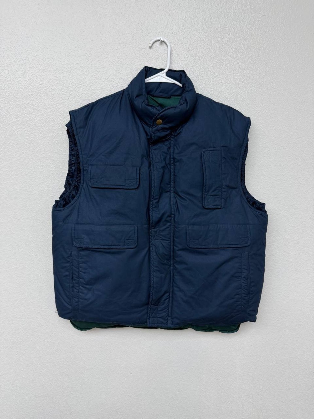 Brooks Brothers Vest Men's Puffer Vest 80% Goose Down Fill Navy Cotton Sz L